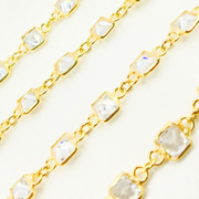 Cubic Zirconia Square Shape Connected Chain.